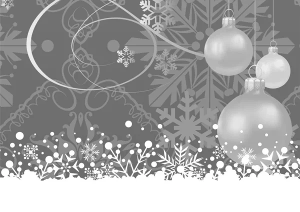 Silver Christmas Balls Abstract Background Christmas Card Retro Vector Graphics — Stock Vector