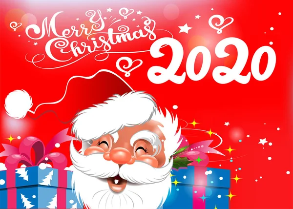 Χριστουγεννιάτικη Κάρτα Βασίλης Κόκκινο Φόντο Δώρα Και Γράμματα Καλά Χριστούγεννα — Διανυσματικό Αρχείο
