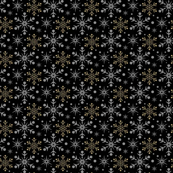 Modèle Sans Couture Noël Avec Flocons Neige Flocons Neige Dorés — Image vectorielle