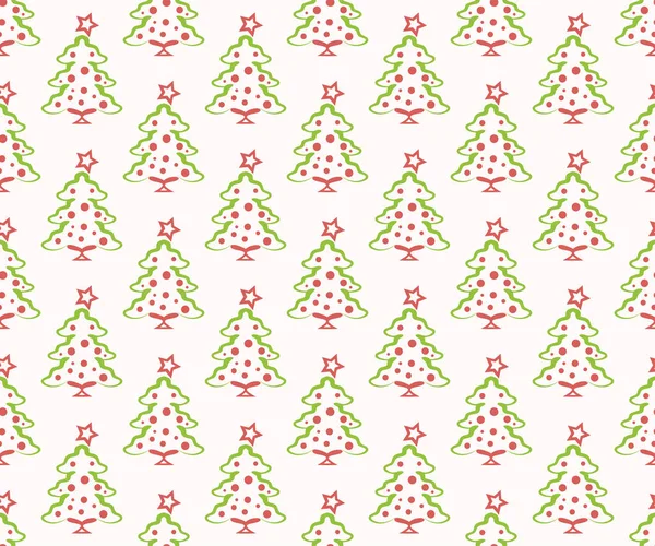 Simple seamless retro Christmas pattern - varied Xmas trees, stars and ...