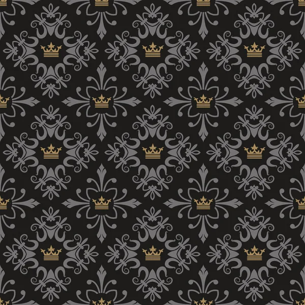 Modèle Sombre Dans Style Royal Design Élégant Décoratif Motif Floral — Image vectorielle