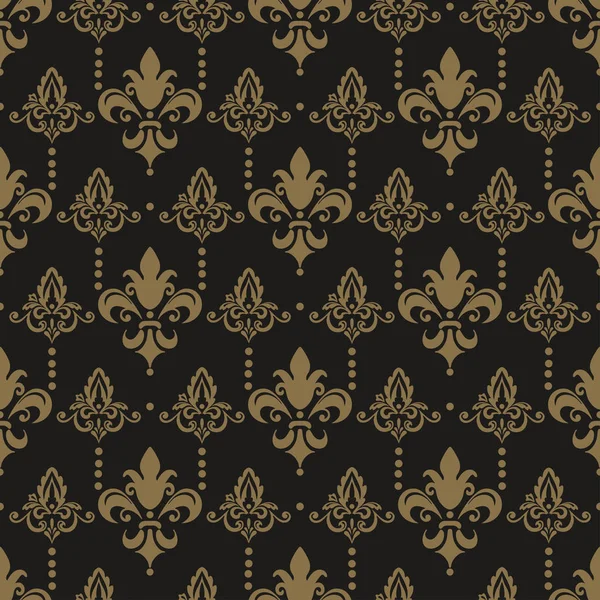 背景パターンデザイン カラー画像 黒と金 ヴィンテージスタイルのダークフラワーパターン ベクトルグラフィックデザイン — ストックベクタ