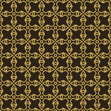 Modern arka plan modeli. Siyah zemin üzerinde kusursuz altın desenler: kumaş, fayans, iç tasarım veya duvar kağıdı için. Vektör arkaplan resmi