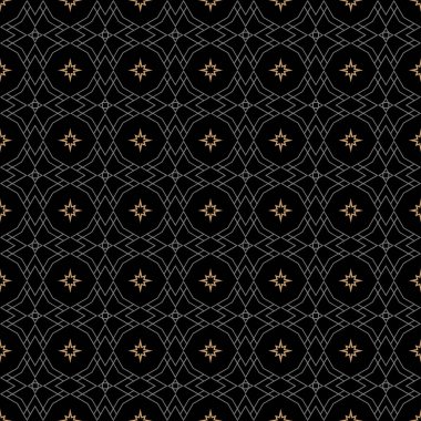 Koyu arkaplan. Tatil dikişsiz geometrik desen. Kumaş, fayans, iç tasarım, ambalaj veya duvar kağıdı için arka plan. Vektör arkaplan resmi