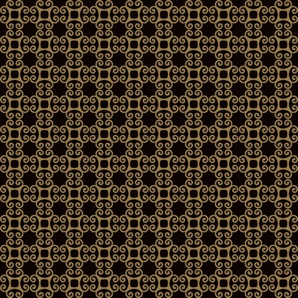 Donkere Achtergrond Patroon Goud Zwarte Kleuren Naadloze Behang Textuur Bloemenpatroon — Stockvector
