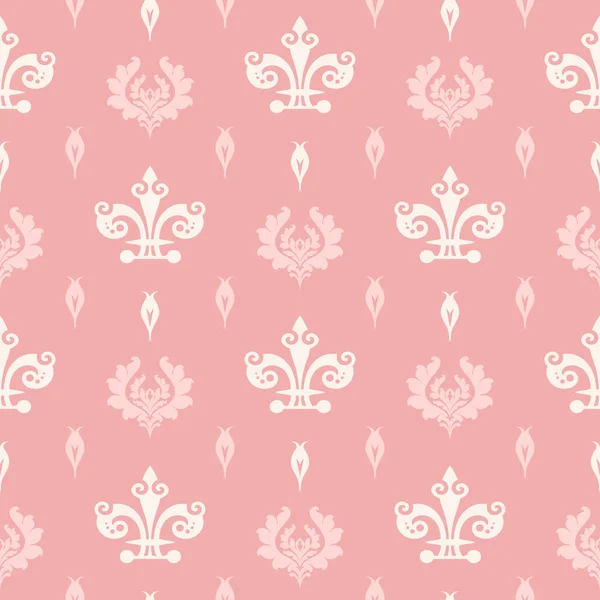 Damask Background Pattern Pink White Colors Vintage Seamless Wallpaper Texture — Stock Vector