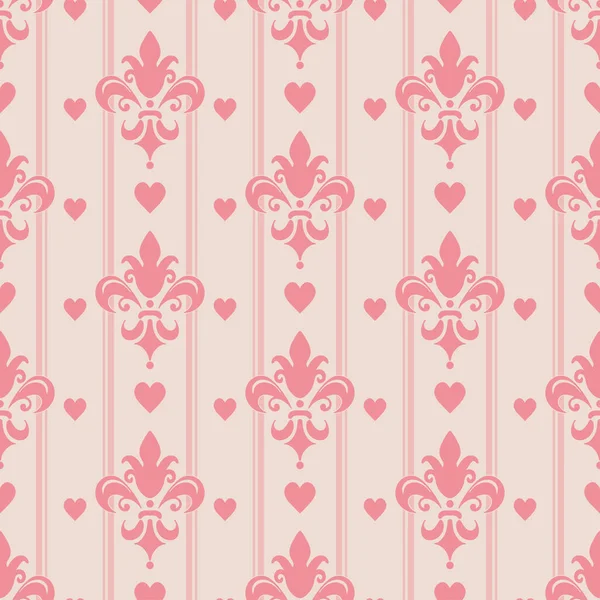 Damask Background Pattern Pink White Colors Vintage Seamless Wallpaper Texture — Stock Vector