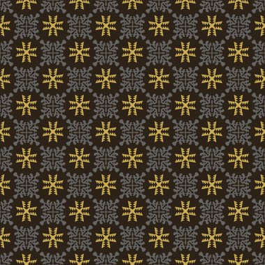 Soyut arkaplan kalıbı. Retro duvar kağıdı dokusu. Kusursuz geometrik desenler. Siyah, gri ve altın rengi. Kumaşlar, kapaklar, desenler, posterler, iç tasarımlar veya duvar kağıtları için mükemmel. Vektör