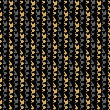 Soyut arkaplan kalıbı. Modern duvar kağıdı dokusu. Kusursuz geometrik desenler. Siyah, gri ve altın rengi. Kumaşlar, kapaklar, desenler, posterler, iç tasarımlar veya duvar kağıtları için mükemmel. Vektör