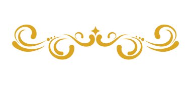 Vektör girdap dekoratif elementler, elle çizilmiş. Beyaz arka planda altın. Kaligrafi biçimi.