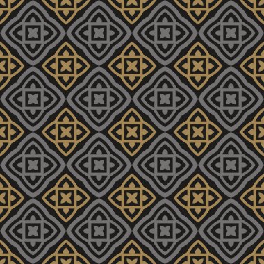 Soyut arkaplan kalıbı. Siyah, gri ve altın rengi. Tasarımınız için geometrik desenli duvar kağıdı dokusu. Vektör arkaplan resmi