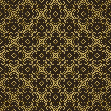 Tasarım için arkaplan desenleri pürüzsüz. Siyah arka planda altın. Vektör