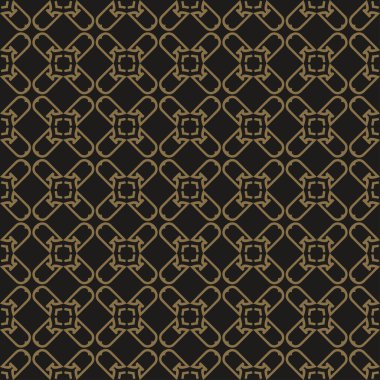 Duvar kağıdı arkaplanı için kusursuz desen, geometrik stil fayans dokusu, siyah ve altın rengi