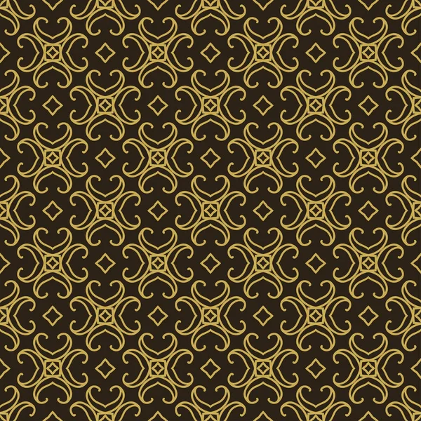 背景パターンデザインのためのシームレスパターン 黒を背景に金 ベクトル — ストックベクタ