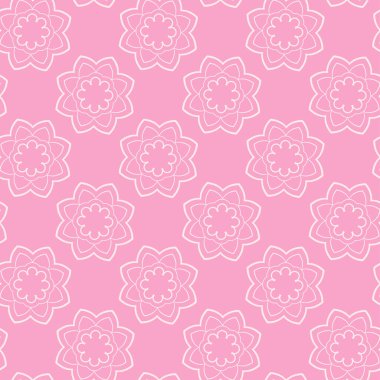 Vektör arkaplan modeli. Dekoratif zarif doku. Duvar kağıdı tasarımı için kusursuz çiçek deseni. Pembe ve beyaz renkler