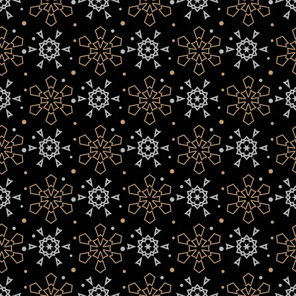Śnieżynka Bez Szwu Wzór Świąteczny Wzór Tekstura Projektowania Tekstyliów Czarnym — Wektor stockowy