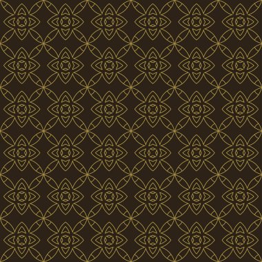 Siyah arkaplan üzerinde şık bir altın süs. Duvar kağıdı dokusu, vektör resmi.