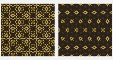 Siyah arkaplan vektörü grafiğinde altın yıldızlı modern arkaplan deseni