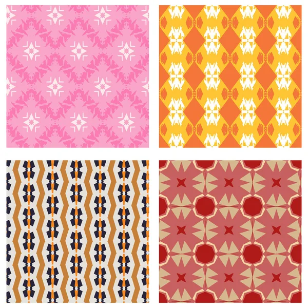 Padrões Fundo Geométricos Brilhantes Cores Rosa Laranja Amarelo Branco Ilustração — Vetor de Stock