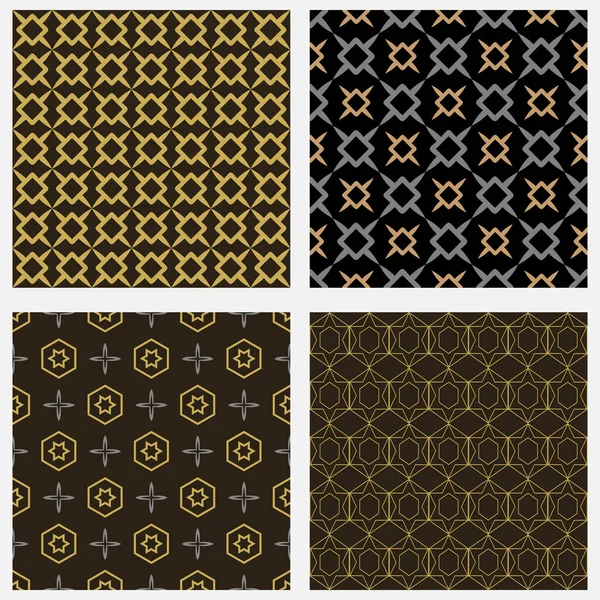 Patrones Geométricos Fondo Colores Negro Dorado Gris Fondos Pantalla Texturas — Archivo Imágenes Vectoriales