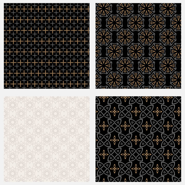 Decorative background patterns. Wallpaper seamless pattern, texture. Vector set