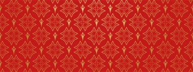 Şık bir arka plan. Kırmızı arka planda altın desenli. Eski model. Duvar kağıdı dokusu.