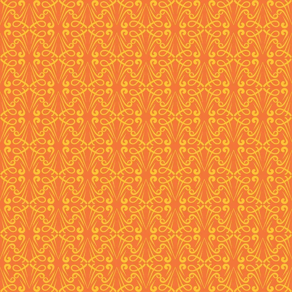 Orange Bakgrund Mönster Snygg Blommig Prydnad Sömlös Tapettextur Vektorillustration — Stock vektor