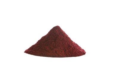 Hibiscus çiçek tozu üzerinde beyaz izole. Antioksidanlar ve amino asitleri yüksektir ve doğal kozmetik ve gıda kullanılır. Toz ebegümeci bitkinin yere sepals yapılır ve ekşi bir tadı vardır.
