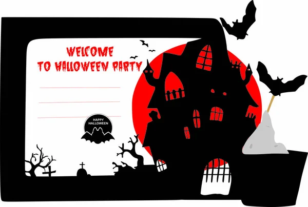 Black Red Halloween Invitation White Background — ストックベクタ