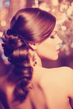 Zengin iç lüks moda şık kadın. Çok moda bir kızla Güzellik