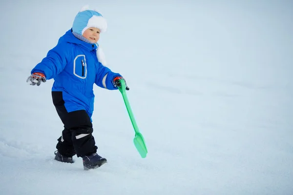 Criança Fundo Paisagem Inverno Uma Criança Neve Cena Witn Bebê — Fotografia de Stock