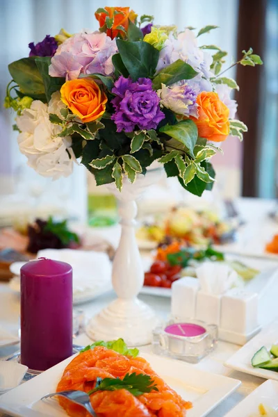 Flores Casamento Buquê Noiva Decoração Flor Romântica Banquete Decoração — Fotografia de Stock