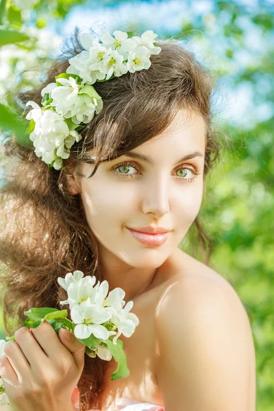 Spring Woman Beautiful Girl Model Spring Flowers Young Female Blooming Stock Picture
