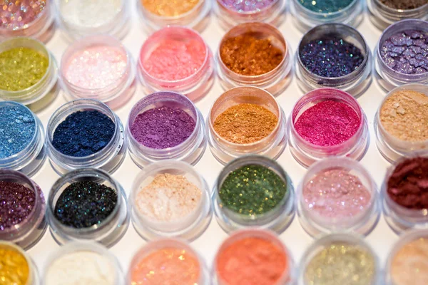 Cosméticos Pigmentos Para Maquillaje Ojos Labios Cara Cuerpo Polvos Multicolores — Foto de Stock