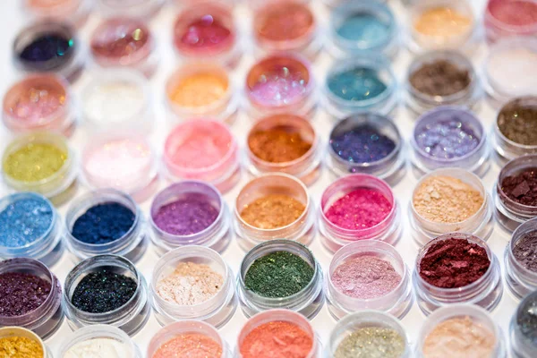 Cosméticos Pigmentos Para Maquillaje Ojos Labios Cara Cuerpo Polvos Multicolores — Foto de Stock