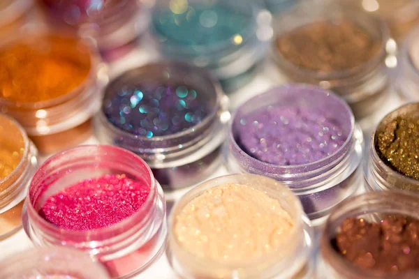 Cosméticos Pigmentos Para Maquillaje Ojos Labios Cara Cuerpo Polvos Multicolores — Foto de Stock