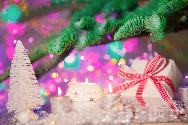 Tarjeta Navidad Los Antecedentes Sobre Tema Velada Año Nuevo Abeto —  Fotos de Stock