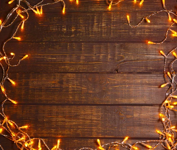 Fundo Madeira Com Luzes Brilhantes Com Espaço Livre Para Demonstração — Fotografia de Stock