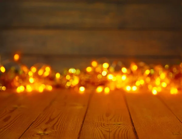 Fondo Madera Con Luces Brillantes Con Espacio Libre Para Demostración — Foto de Stock