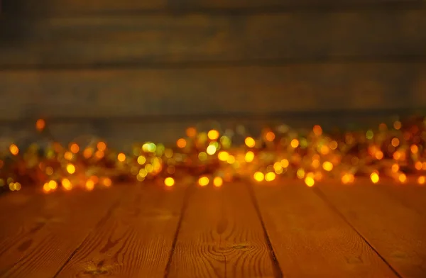 Fondo Madera Con Luces Brillantes Con Espacio Libre Para Demostración —  Fotos de Stock