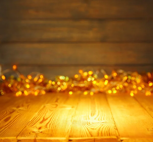 Fondo Madera Con Luces Brillantes Con Espacio Libre Para Demostración — Foto de Stock