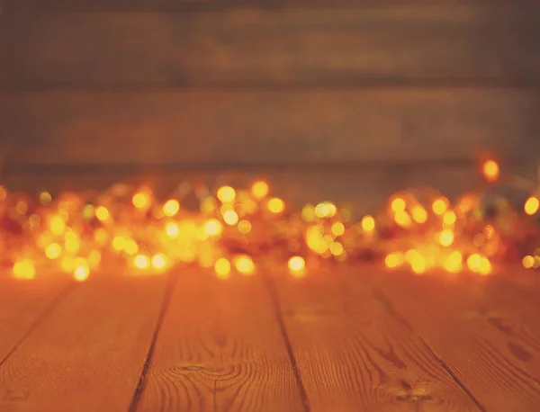 Fondo Madera Con Luces Brillantes Con Espacio Libre Para Demostración —  Fotos de Stock