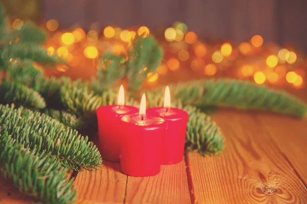 Cartão Natal Antecedentes Sobre Tema Festa Ano Novo Abeto Decorado — Fotografia de Stock