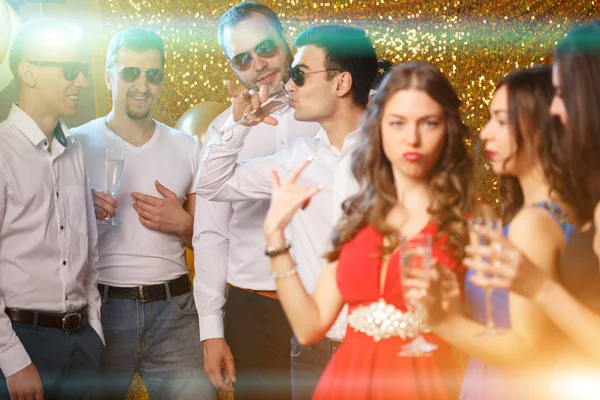 Party People Dancing Club Men Women Celebrate Holiday Birthday New — Stock Photo, Image