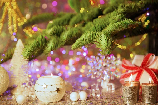 Tarjeta Navidad Los Antecedentes Sobre Tema Velada Año Nuevo Abeto — Foto de Stock
