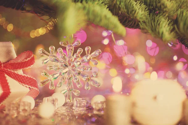 Vánoční Přání Základní Informace Téma Novoroční Večírek Zdobené Jedle Dary — Stock fotografie