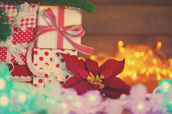 Carte Noël Contexte Sur Thème Fête Nouvel Sapin Décoré Avec Images De Stock Libres De Droits