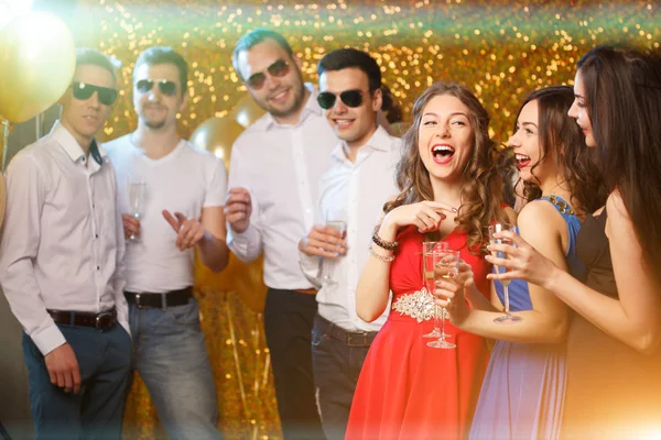 Party People Dancing Club Men Women Celebrate Holiday Birthday New — Stock Photo, Image