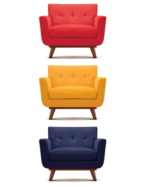 Fauteuil Geïsoleerd Wit Instellen Illustratie Vector — Stockvector