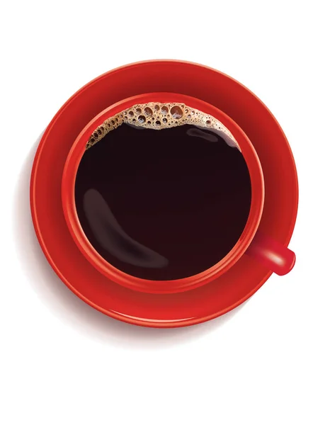 Café Negro Taza Roja Aislado Blanco Ilustración Vectorial — Archivo Imágenes Vectoriales